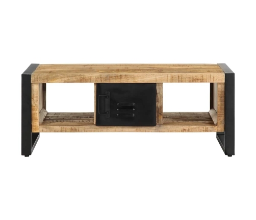 Mesa de centro de madera maciza de mango rugosa 90x50x36 cm