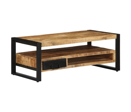 Mesa de centro de madera maciza de mango rugosa 90x50x36 cm