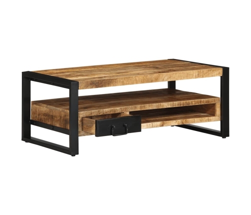 Mesa de centro de madera maciza de mango rugosa 90x50x36 cm