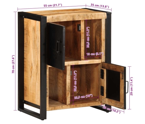 Aparador de madera maciza de mango rugosa 55x35x70 cm