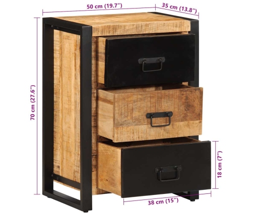 Cajonera madera maciza de mango 50x35x70 cm
