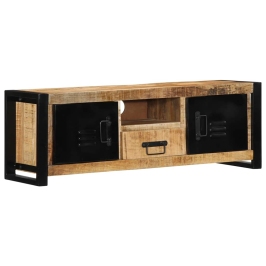 Mueble de TV madera maciza de mango rugosa 100x30x35 cm