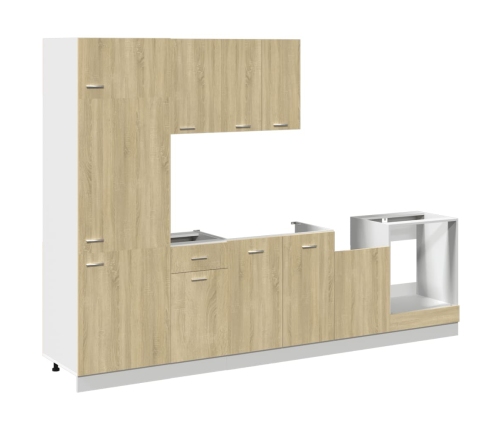 Set de muebles de cocina 7 pzas madera ingeniería roble Sonoma