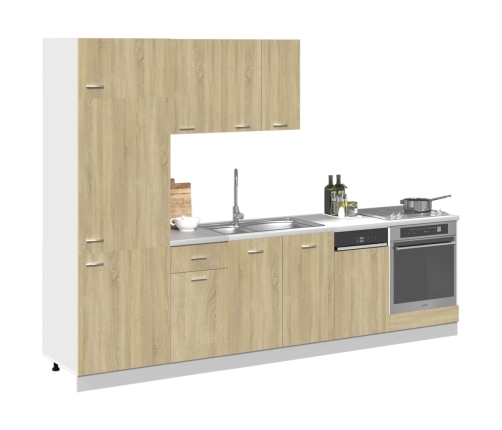 Set de muebles de cocina 7 pzas madera ingeniería roble Sonoma