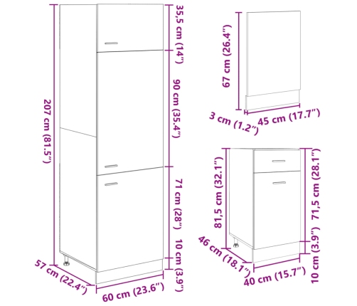 Set de muebles de cocina 7 pzas madera ingeniería roble Sonoma