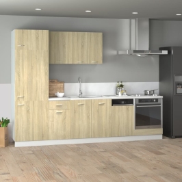 Set de muebles de cocina 7 pzas madera ingeniería roble Sonoma