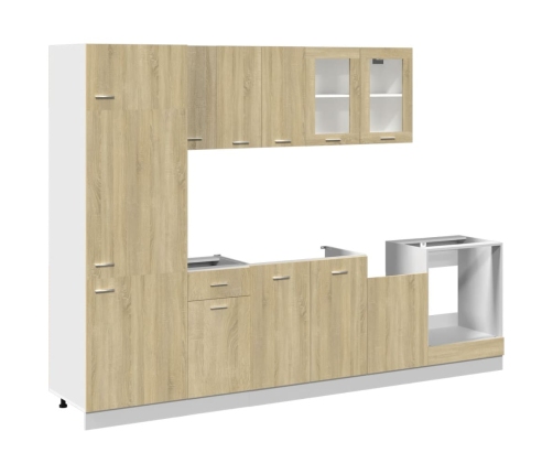 Set muebles de cocina 8 pzas madera de ingeniería roble Sonoma