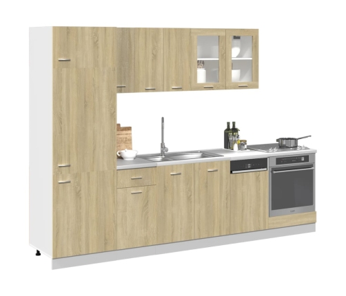 Set muebles de cocina 8 pzas madera de ingeniería roble Sonoma