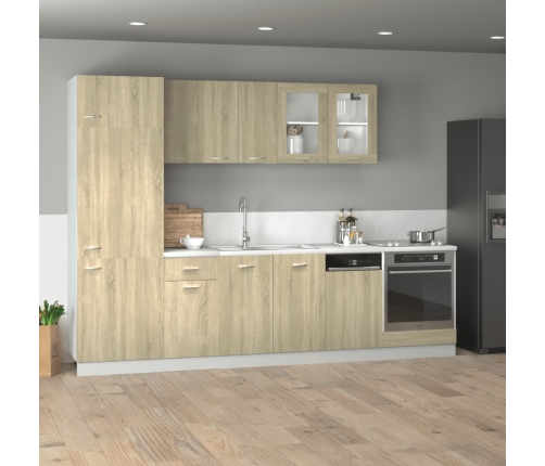 Set muebles de cocina 8 pzas madera de ingeniería roble Sonoma