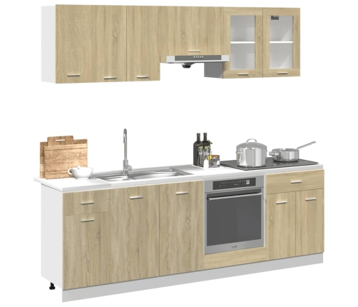 Set muebles de cocina 8 pzas madera de ingeniería roble Sonoma