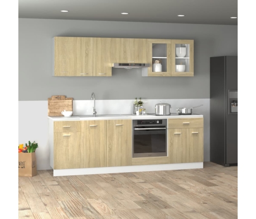 Set muebles de cocina 8 pzas madera de ingeniería roble Sonoma