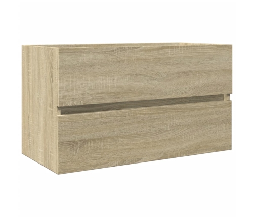 Set de mueble de baño 2 piezas cerámica y madera de ingeniería