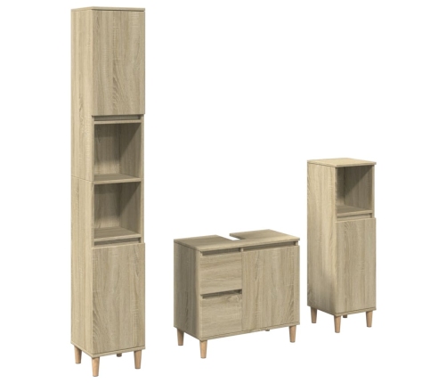 Set de muebles de baño 3 pzas madera contrachapada roble Sonoma