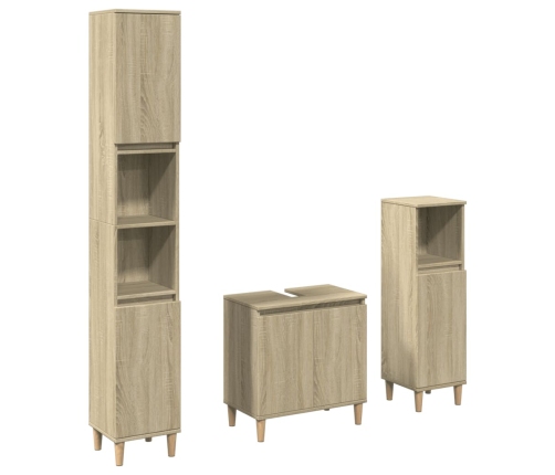 Set de muebles de baño 3 pzas madera contrachapada roble Sonoma