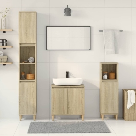 Set de muebles de baño 3 pzas madera contrachapada roble Sonoma