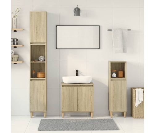 Set de muebles de baño 3 pzas madera contrachapada roble Sonoma