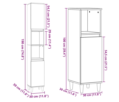 Set de muebles de baño 3 pzas madera contrachapada roble Sonoma