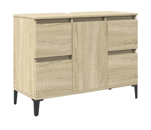 Set de muebles de baño 3 pzas madera contrachapada roble Sonoma