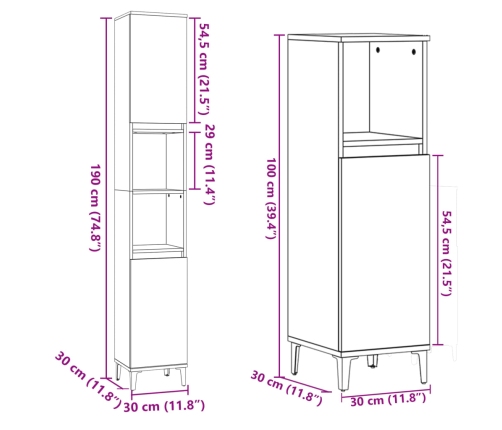 Set de muebles de baño 3 pzas madera contrachapada roble Sonoma