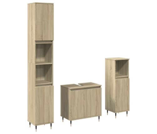 Set de muebles de baño 3 pzas madera contrachapada roble Sonoma