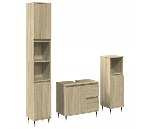 Set de muebles de baño 3 pzas madera contrachapada roble Sonoma