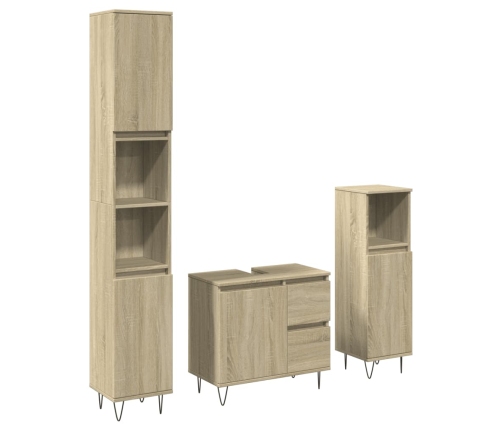 Set de muebles de baño 3 pzas madera contrachapada roble Sonoma