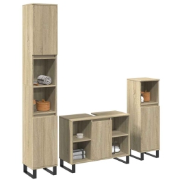 Set de muebles de baño 3 pzas madera contrachapada roble Sonoma