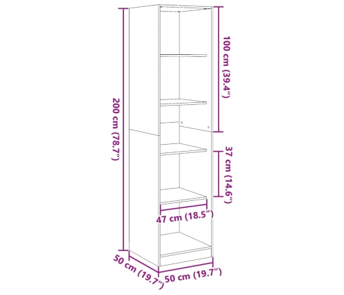 Armario de madera contrachapada blanco 50x50x200 cm