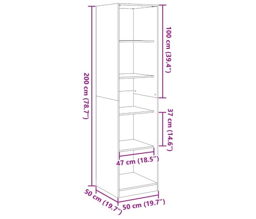 Armario de madera de ingeniería marrón roble 50x50x200 cm