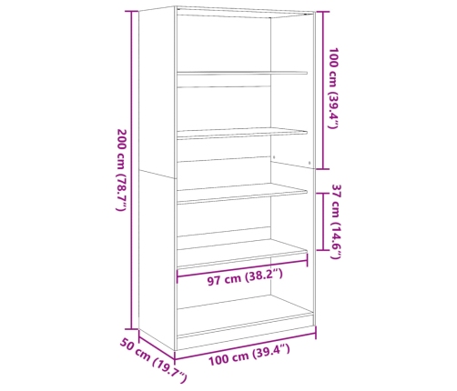 Armario de madera contrachapada gris Sonoma 100x50x200 cm