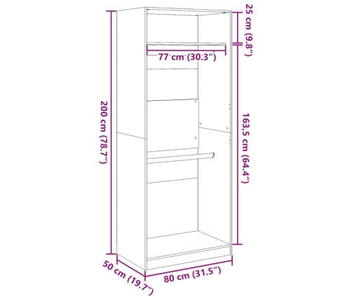 Armario de madera de ingeniería blanco 80x50x200 cm