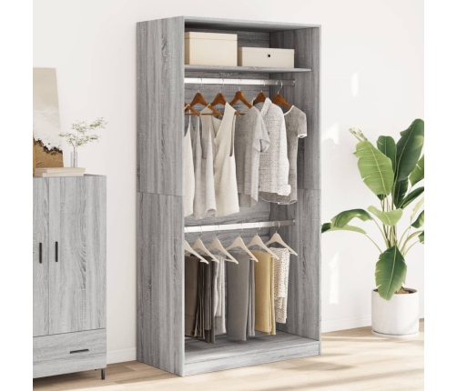 Armario de madera contrachapada gris Sonoma 100x50x200 cm