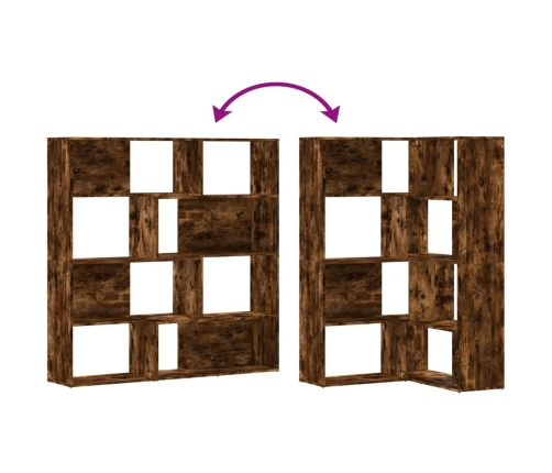 Estantería esquina 4 niveles madera roble ahumado 85x85x140 cm