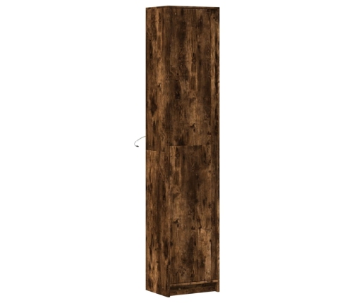 Aparador LED madera ingeniería roble ahumado 41,5x32,5x200 cm