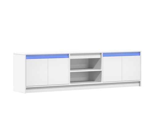 Mueble de TV con LED madera de ingeniería blanco 180x34x50 cm