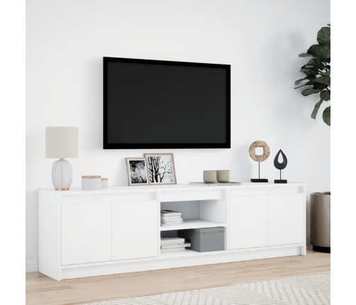 Mueble de TV con LED madera de ingeniería blanco 180x34x50 cm