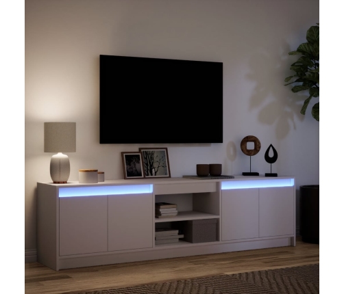 Mueble de TV con LED madera de ingeniería blanco 180x34x50 cm