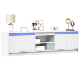 Mueble de TV con LED madera de ingeniería blanco 180x34x50 cm
