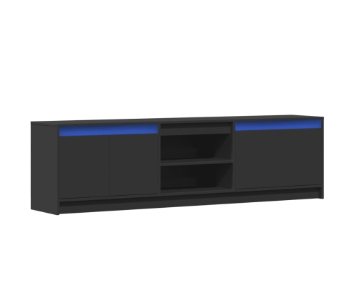 Mueble de TV con LED madera de ingeniería negro 180x34x50 cm