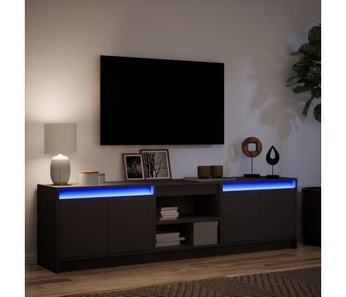 Mueble de TV con LED madera de ingeniería negro 180x34x50 cm