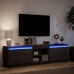 Mueble de TV con LED madera de ingeniería negro 180x34x50 cm