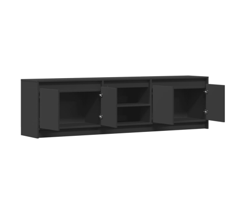 Mueble de TV con LED madera de ingeniería negro 180x34x50 cm