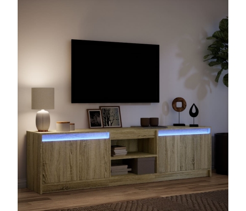 Mueble de TV LED madera de ingeniería roble Sonoma 180x34x50 cm