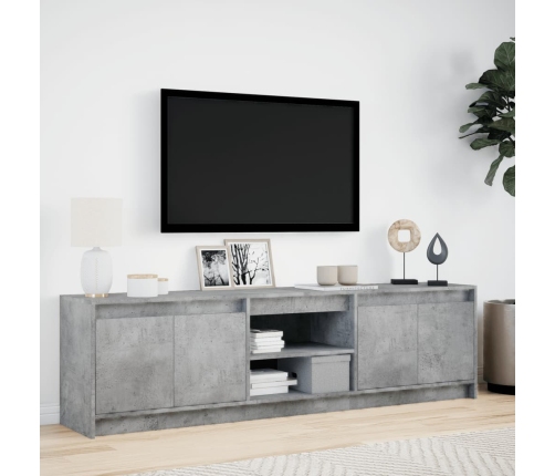 Mueble de TV LED madera ingeniería gris hormigón 180x34x50 cm