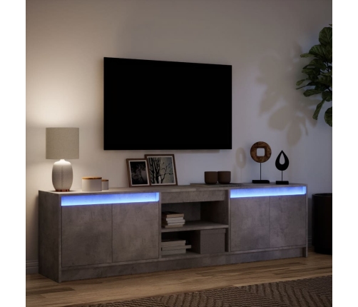 Mueble de TV LED madera ingeniería gris hormigón 180x34x50 cm