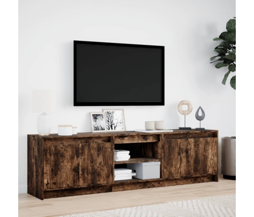 Mueble de TV LED madera ingeniería roble ahumado 180x34x50 cm