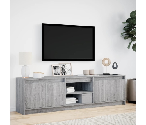 Mueble de TV con LED madera ingeniería gris Sonoma 180x34x50 cm