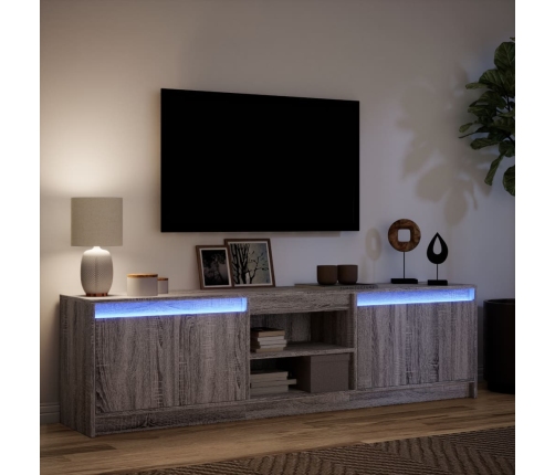 Mueble de TV con LED madera ingeniería gris Sonoma 180x34x50 cm