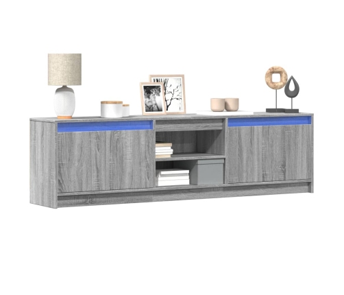 Mueble de TV con LED madera ingeniería gris Sonoma 180x34x50 cm