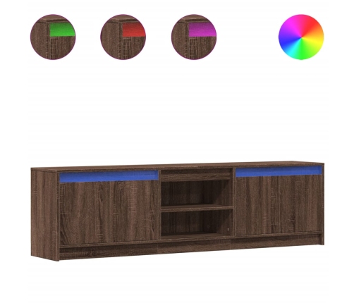 Mueble de TV LED madera ingeniería marrón roble 180x34x50 cm